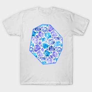 Butterflies Suspended in Geometric Gems - Sapphire and Amethyst T-Shirt